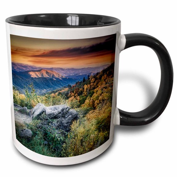 3drose, Mountainside Along the Blue Ridge Parkway, 15oz Two-tone Black Mug