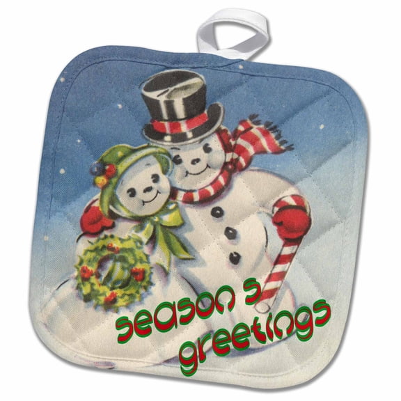 3dRose, Mr. and Mrs. Snowman Holiday Greetings, 8x8 Potholder