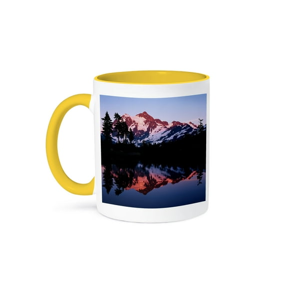 3drose, Mt Shuksan, Baker Lake, North Cascades, Washington Usa - Us48 Aje0045 - Adam Jones, 15oz Two-tone Yellow Mug