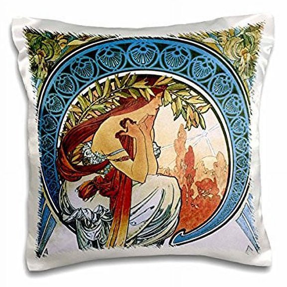3dRose, Mucha  Muse of Poetry, 16x16 inch Pillow Case
