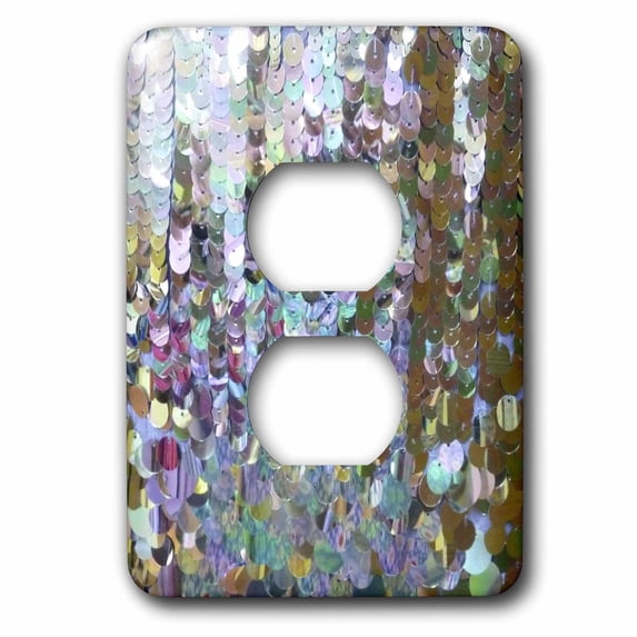 3dRose, Multi Color Sequins, 2 plug outlet cover