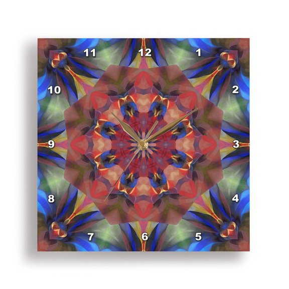 3dRose, Multicolored Multi-Layered Radial Pattern 7 - Red Blue, 15x15 Wall Clock