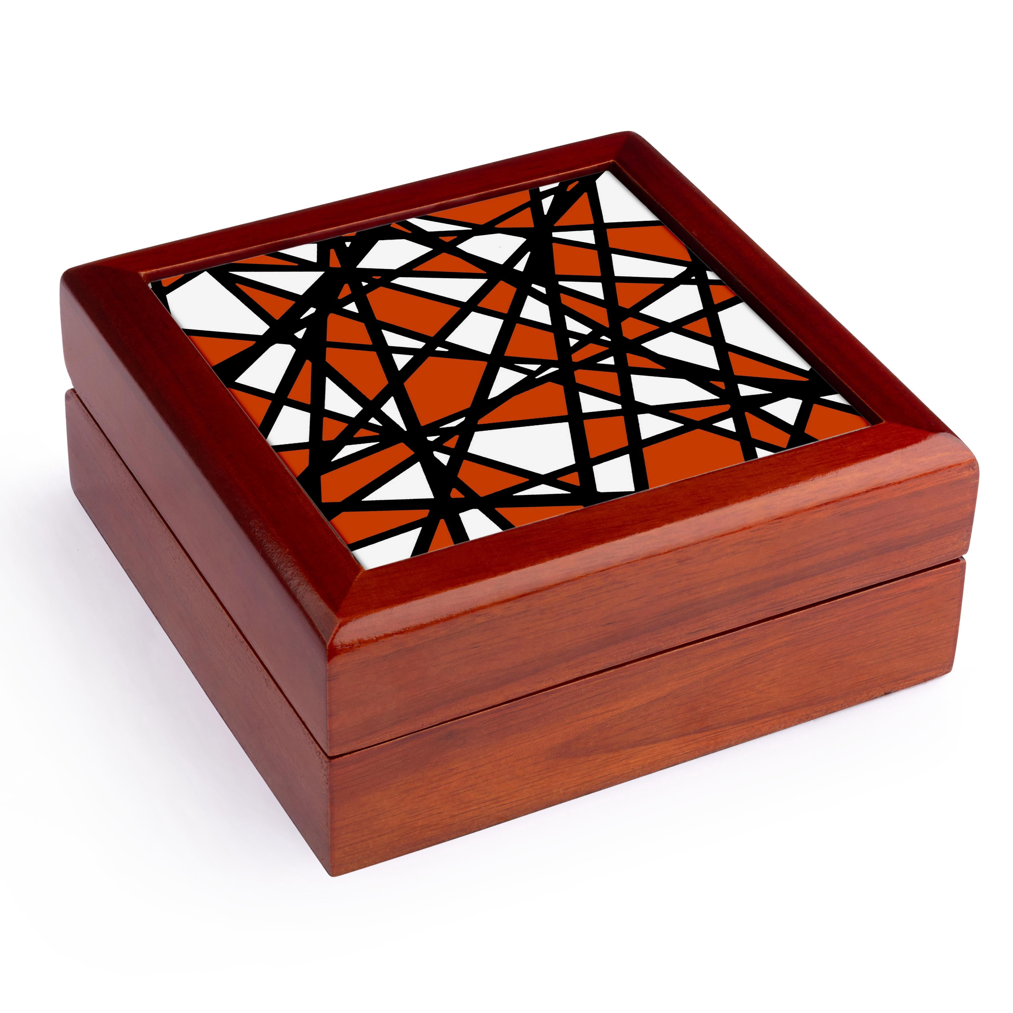 3dRose, Multicolored Multi-Layered Radial Pattern - Green Pink, Jewelry Box 5.5x5.5 inch with 4 inch tile