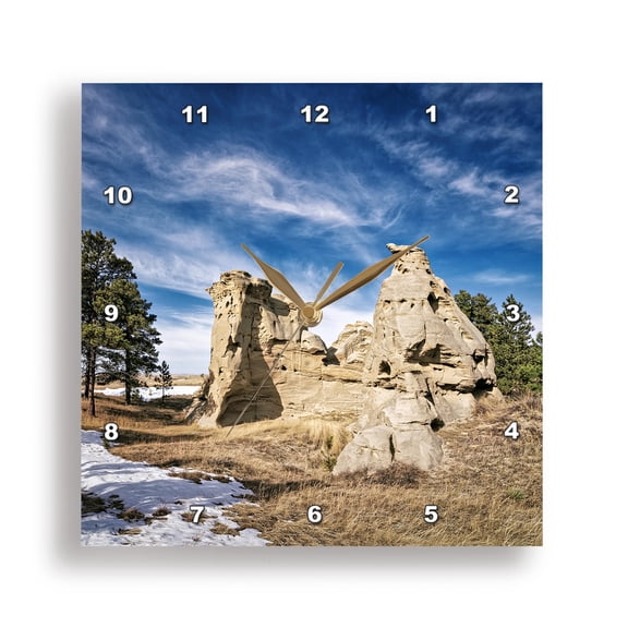 3dRose, Multiple Rock Formations in Medicine Rocks State Park, 15x15 Wall Clock