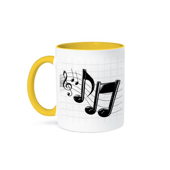 3dRose, Music Notes, 11oz Two-Tone Yellow Mug