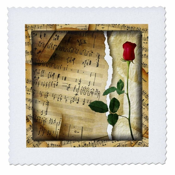 3dRose, Music for a Rose, 6x6 inch quilt square