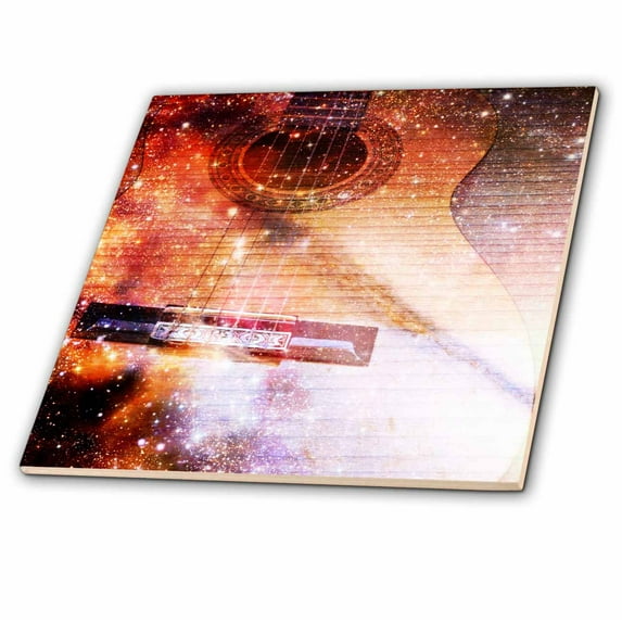 3dRose, Music of the Universe Guitars Music, 8 Inch Ceramic Tile