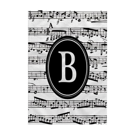 3dRose, Musical Letter B black and white Music Monogram customized initial B, 15x22 Hand Towel