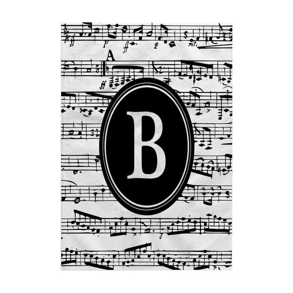 3dRose, Musical Letter B black and white Music Monogram customized initial B, 15x22 Hand Towel