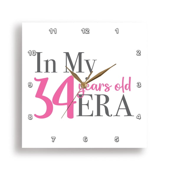 3dRose, My Birthday Era 34 years old, 15x15 Wall Clock