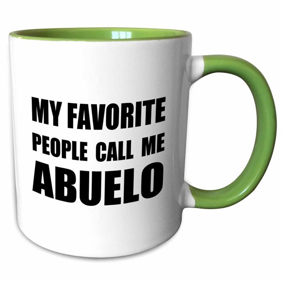 3drose, My Favorite People Call Me Abuelo Fun Spanish Text Design for Grandpa, 11oz Two-tone Green Mug