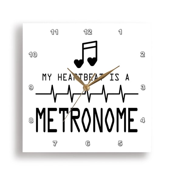 3dRose, My Heartbeat Is A Metronome, 15x15 Wall Clock