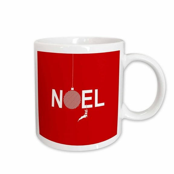 3drose, Noel- Stylish Red and White Typography Design with Xmas Stocking, 11oz Mug