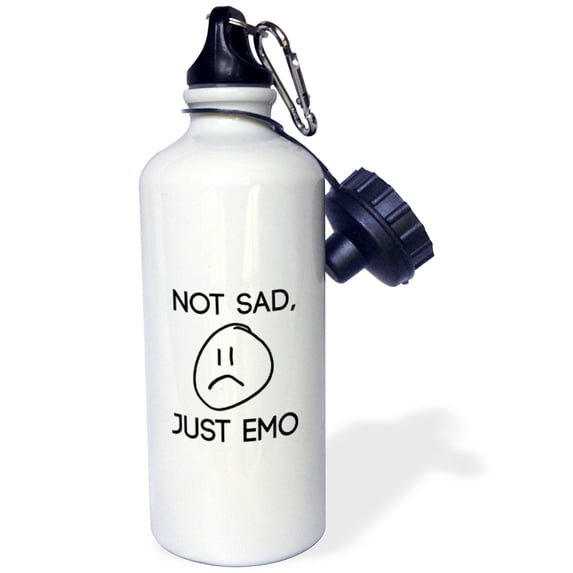 3dRose, NOT SAD, JUST EMO, Flip Straw 21oz Water Bottle