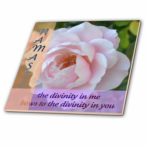 3dRose, Namaste Pink Rose- Inspirational Photography- Spirituality, 6 Inch Ceramic Tile