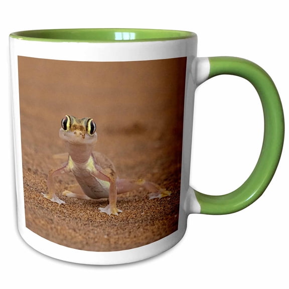 3drose, Namib Web Footed Sand Gecko, 11oz Two-tone Green Mug