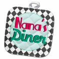 thumbnail image 1 of 3dRose, Nanas Diner sign on black - Retro hot pink turquoise teal blue 1950s 50s fifties Grandmas kitchen, 8x8 Potholder, 1 of 1