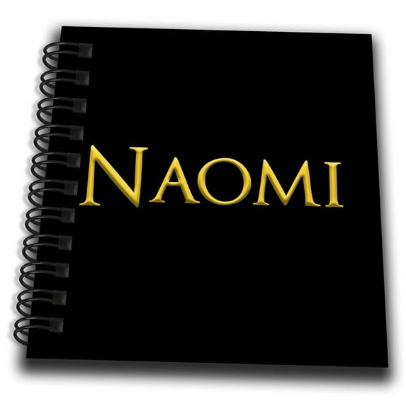 3dRose, Naomi popular, trendy lady name in the USA. Yellow on black charm, Mini Notepad 4 x 4 inch