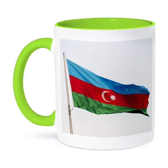 3dRose, National flag, Baku, Azerbaijan, 15oz Two-Tone Green Mug
