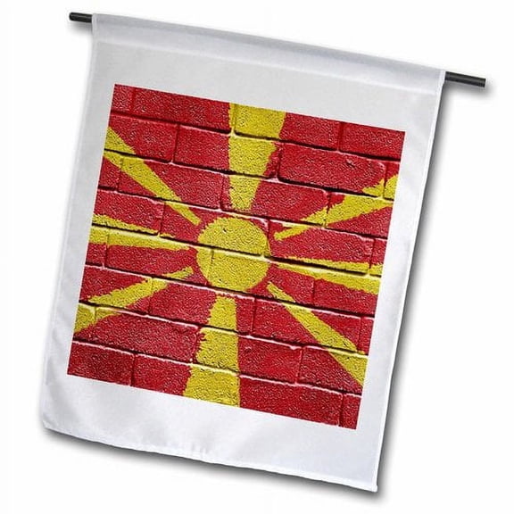 3dRose, National flag of Macedonia painted onto a brick wall Macedonian, 12 x 18 inch Garden Flag