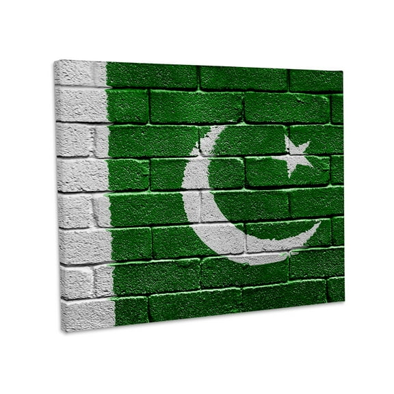 3dRose, National flag of Pakistan painted onto a brick wall Pakistani, Museum Grade Canvas Wrap 14x11