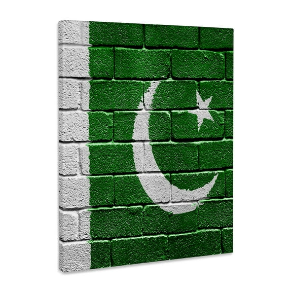 3dRose, National flag of Pakistan painted onto a brick wall Pakistani, Museum Grade Canvas Wrap 16x20