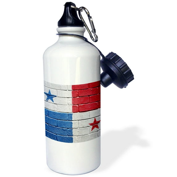 3dRose National flag of Panama painted onto a brick wall Panamanian - Water Bottle, 21-ounce