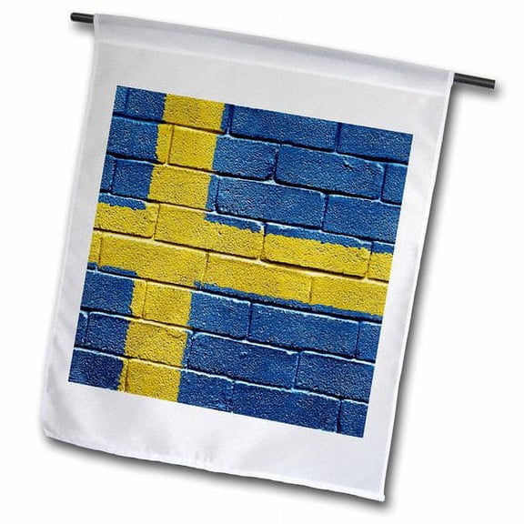 3dRose, National flag of Sweden painted onto a brick wall Swedish, 12 x 18 inch Garden Flag