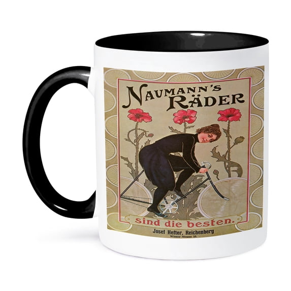 3dRose, Naumanns Rader German Bicycle Advertising Poster, 11oz Two-Tone Black Mug