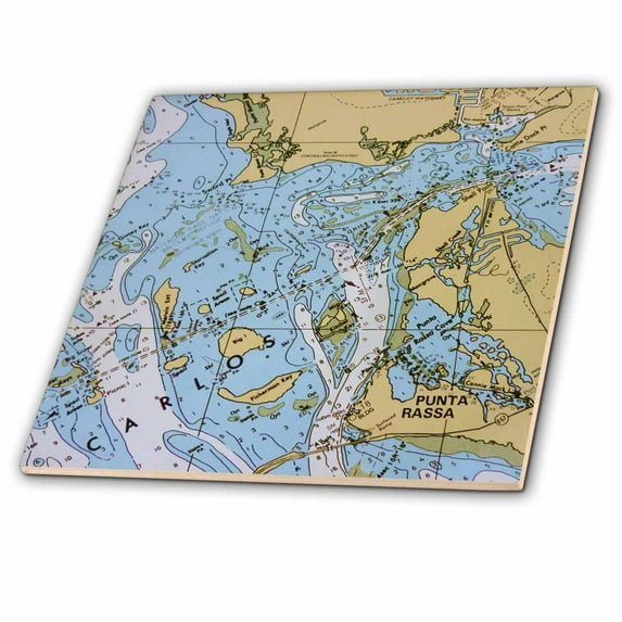 3dRose, Nautical Chart I, 8 Inch Ceramic Tile