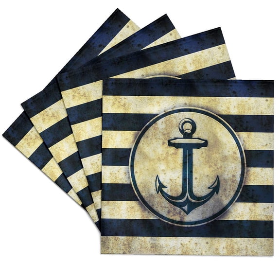 3dRose, Nautical grunge sea anchor, Set of 4 Ceramic Tile Coasters