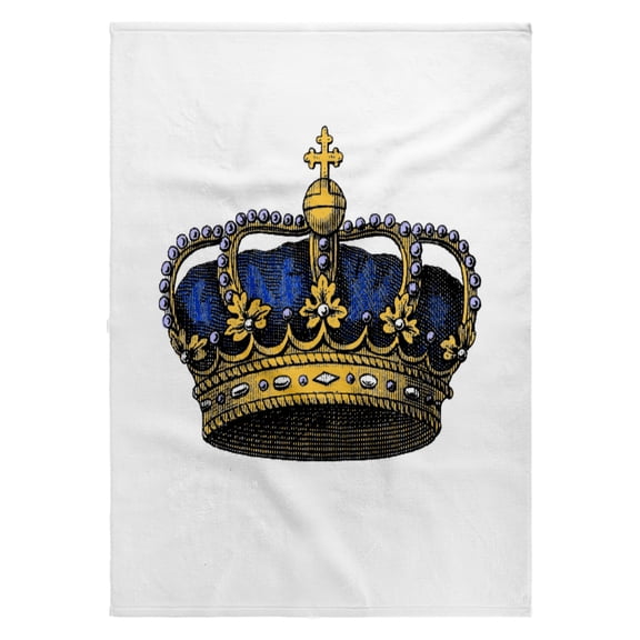 3dRose, Navy Blue Crown - Vintage art - royal - royalty - gold kings or princes crown with pearls and cross, 22x30 Bath Hand Pool Towel