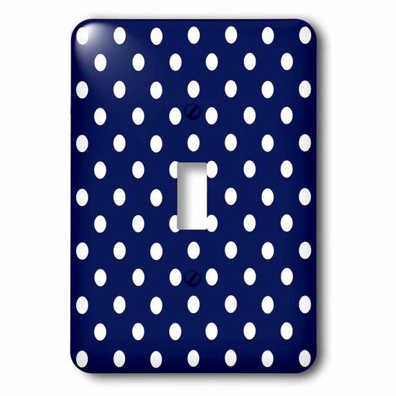3dRose, Navy Blue and White Polka Dot Print, single toggle switch