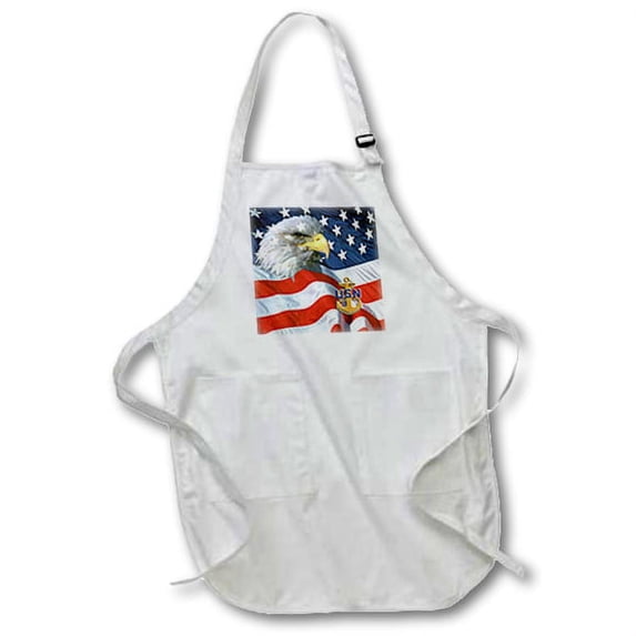 3dRose Navy Chief Petty Office - Full Length Apron, 22 by 30-inch, Black, With Pockets