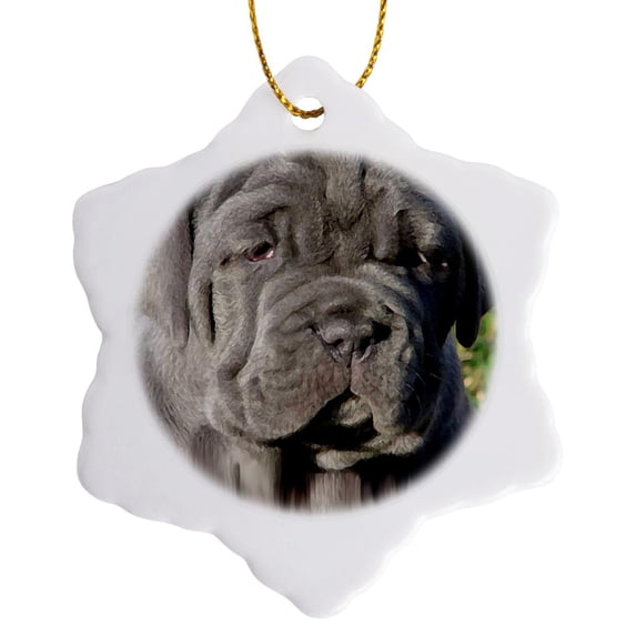 3dRose, Neapolitan Mastiff, 3 inch Snowflake Porcelain Ornament