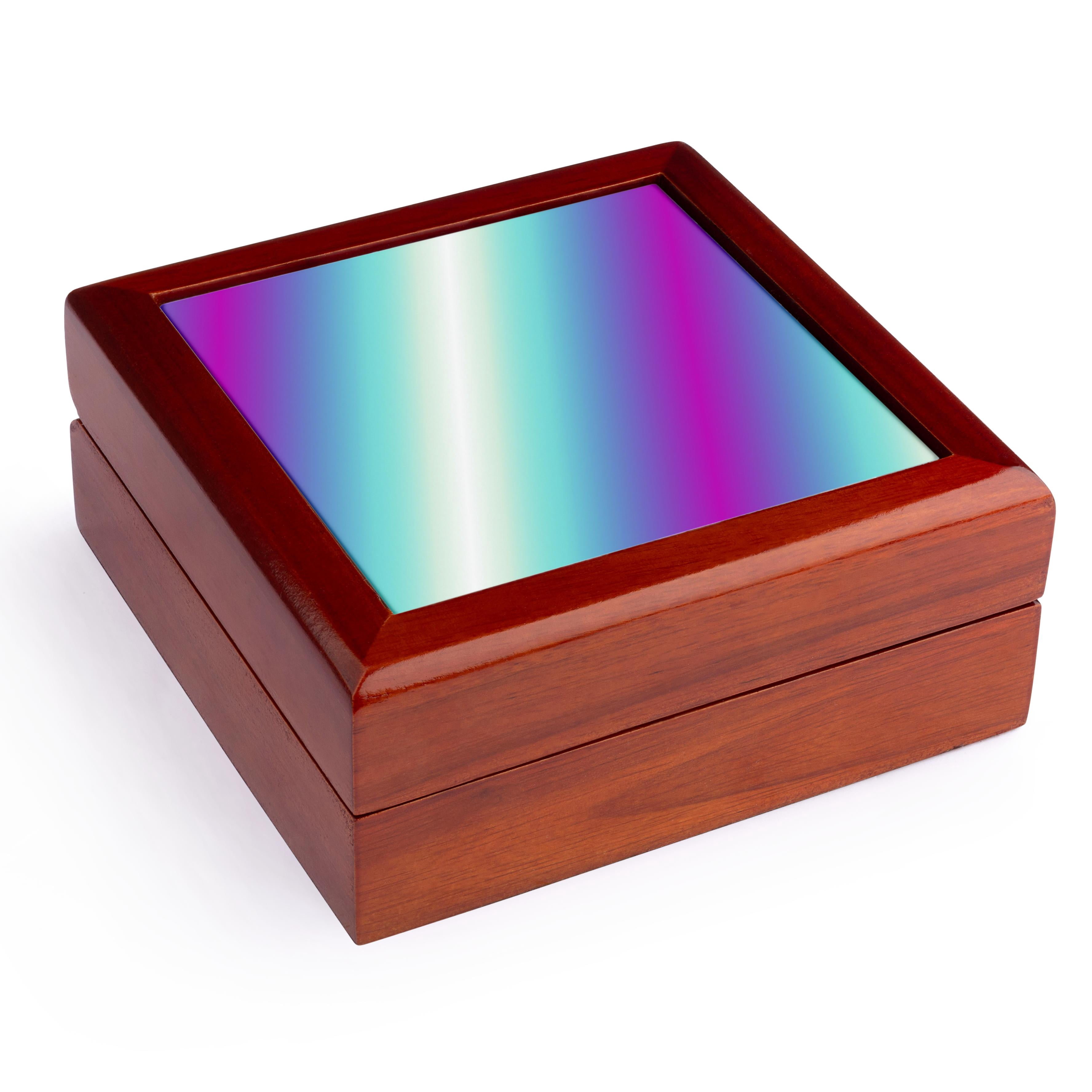 3dRose, Neon Turquoise to Purple, Jewelry Box 5.5x5.5 inch with 4 inch tile