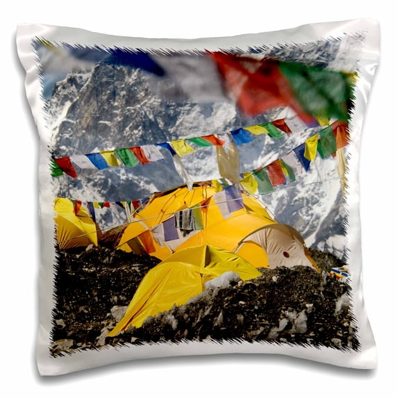 3dRose, Nepal, Mt Everest, Base camp tents on Khumbu Glacier - AS26 DNY0034 - David Noyes, 16x16 inch Pillow Case