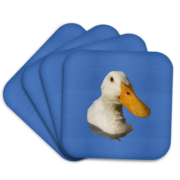 3drose, Nerdy Large Beaked White Duck Profile, Set of 4 Coasters - Soft
