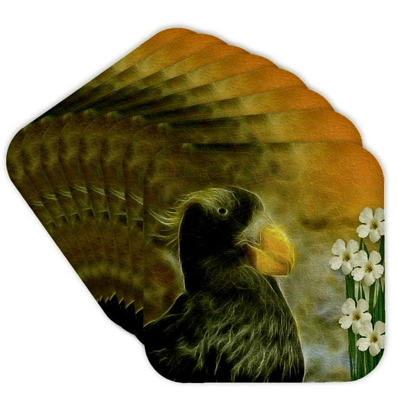 3drose, Nesting Puffin, Set of 8 Coasters - Soft