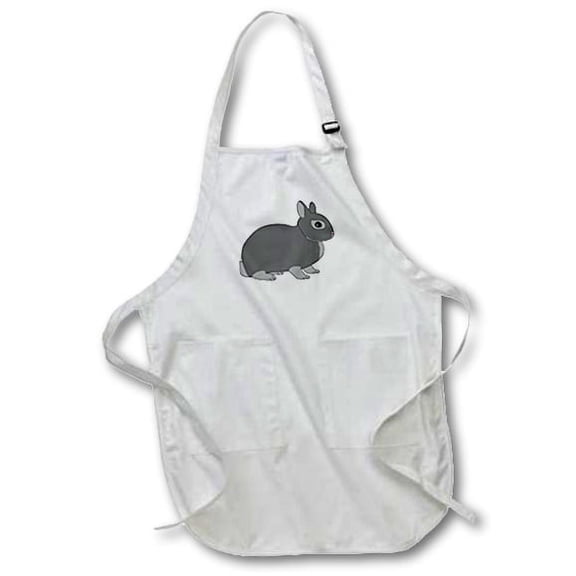 3dRose, Netherland Dwarf Rabbit Silver Grey, BLACK Full Length Apron with Pockets 22w x 30l