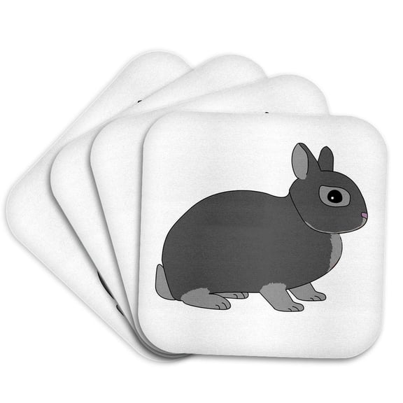 3drose, Netherland Dwarf Rabbit Silver Grey, Set of 4 Coasters - Soft