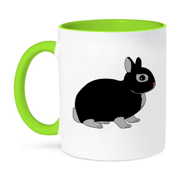 3dRose, Netherland Dwarf Rabbit Silver Marten Design, 11oz Two-Tone Green Mug
