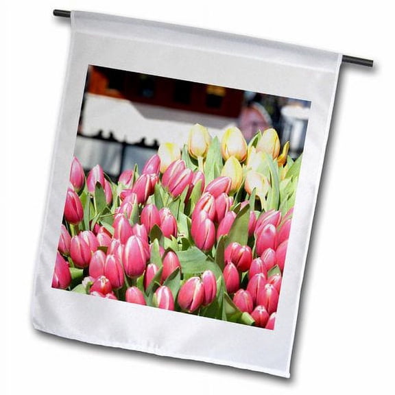 3dRose, Netherlands, Amsterdam, Market tulip flowers - EU20 LEN0168 - Lisa S. Engelbrecht, 12 x 18 inch Garden Flag