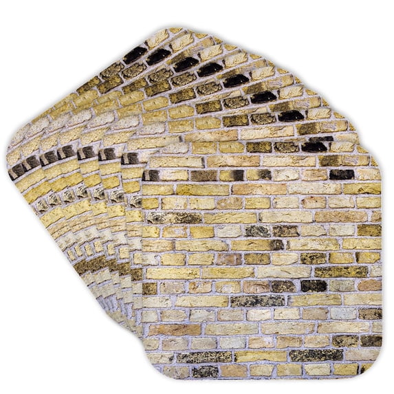 3drose, Netherlands, North Holland. Yellow and Black Pattern in Brick Wall., Set of 8 Coasters - Soft