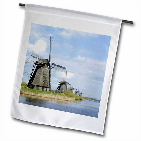 3dRose, Netherlands, South Holland, Kinderdijk, Windmill - EU20 JEN0217 - Jim Engelbrecht, 18 x 27 inch Garden Flag
