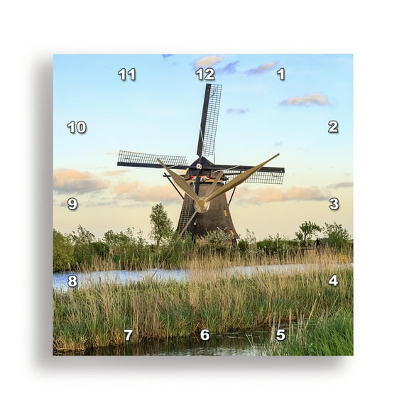 3dRose, Netherlands, South Holland. Largest concentration of old windmills., 15x15 Wall Clock