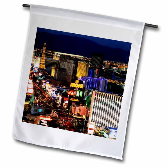 3dRose, Nevada, Las Vegas, City at night - US29 BJA0044 - Jaynes Gallery, 12 x 18 inch Garden Flag