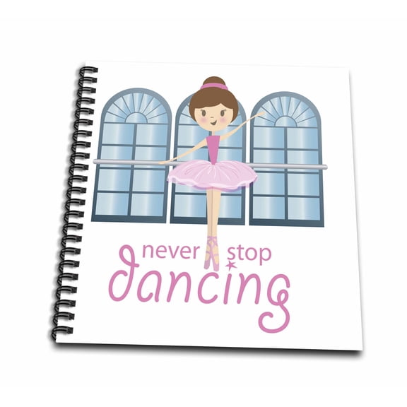 3dRose, Never Stop Dancing with cute ballerina and pink tutu in the studio, Mini Notepad 4 x 4 inch
