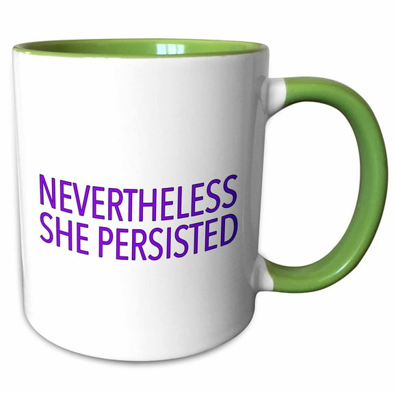 3drose, Nevertheless She Persisted Purple, 15oz Two-tone Green Mug