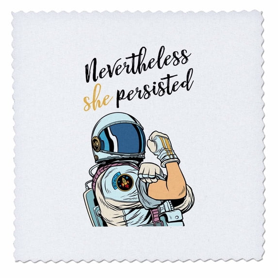 3dRose, Nevertheless she persisted Funny female astronaut design, 6x6 inch quilt square